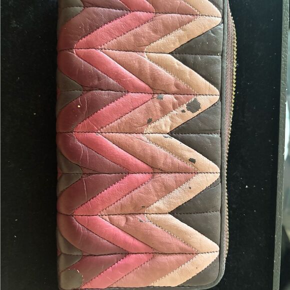 Coach Wallet Quilted handbag I’d coin purse Oxblood ACCORDION ZIP OMBRE F31954) - Picture 7 of 11